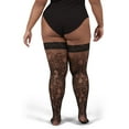thumbnail image 2 of MeMoi Women's Net Swirl-Pattern Lace-Top Plus Size Thigh High Stockings - Womens - Female, 5X-6X, Black, 2 of 4