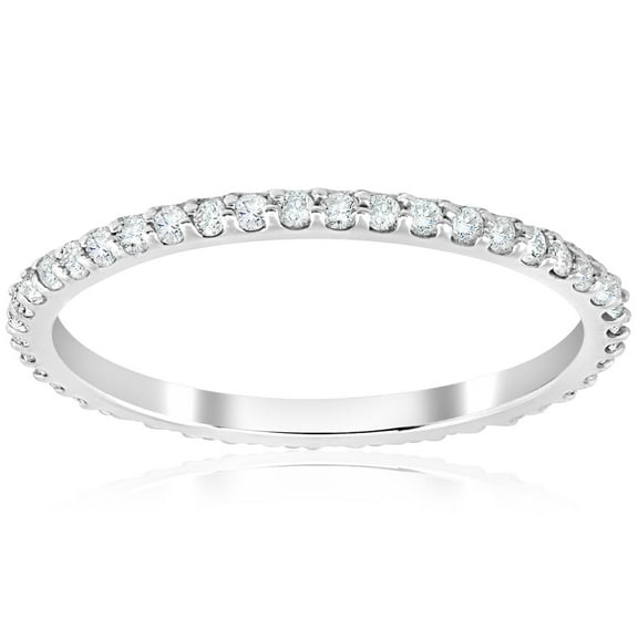 Pompeii 1/2 Ct Diamond Eternity Wedding Stackable Ring 14K White Gold 1.7mm Wide (H/I,I2)