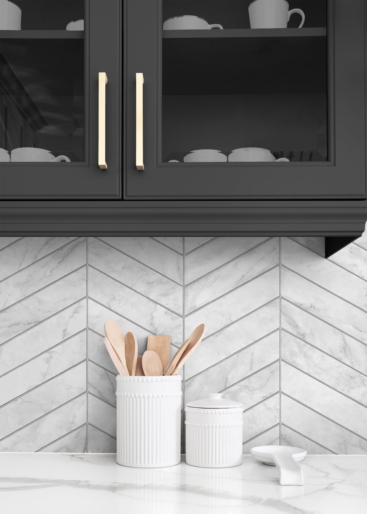 Lillian August Marbled Chevron Peel and Stick Wallpaper