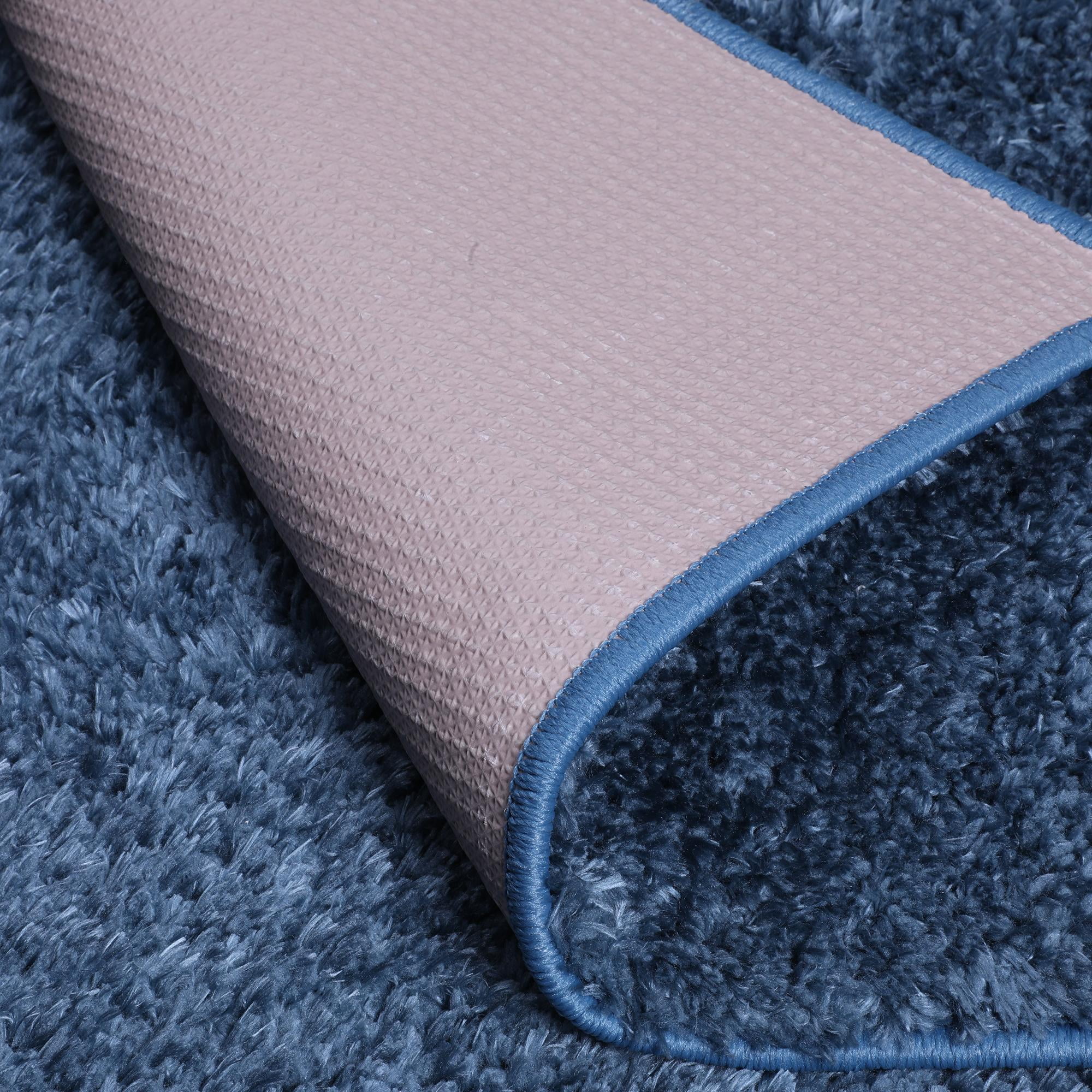 Ottomanson Comfort Non-Slip Rubberback Solid 2x5 Soft Indoor Runner Rug, 20" x 59", Turquoise Blue