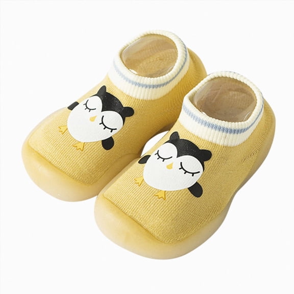 Hessimy Baby Girls Boys Toddlers Kids Grips Socks Non-Slip/Anti-Skid Funny Cartoon Breathable Cotton Crew Socks,Multipacks(Yellow,0-6 Months)