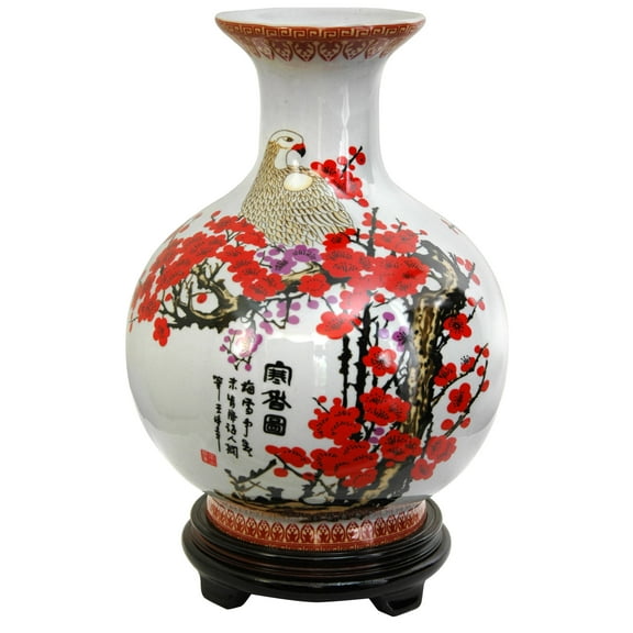 Oriental Furniture 12" Cherry Blossom Porcelain Vase