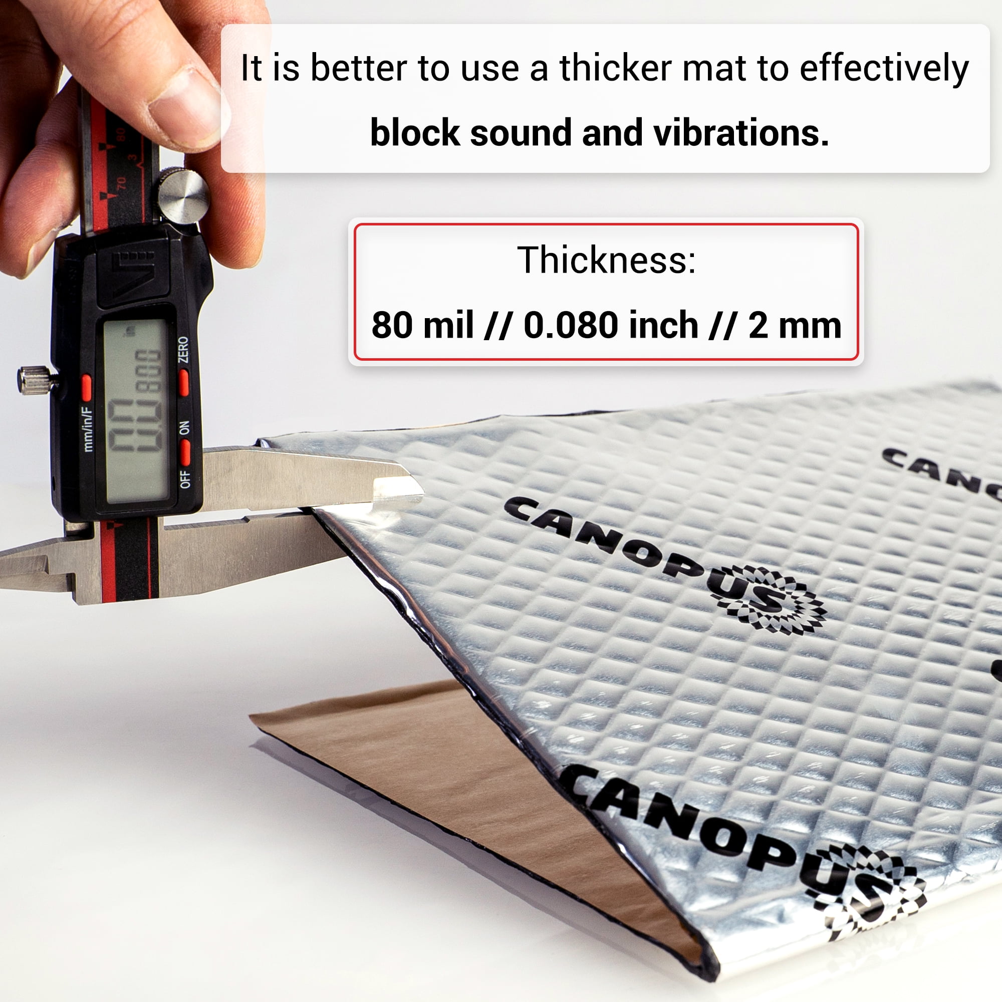 CANOPUS Car Sound Deadening Mat, 80 mil 5 sqft, Pack of 5 Sheets, Butyl Sound Deadener Mat, Audio Car Sound Dampening Material for Car Trunk, Door, Floor and Ceiling, Silver