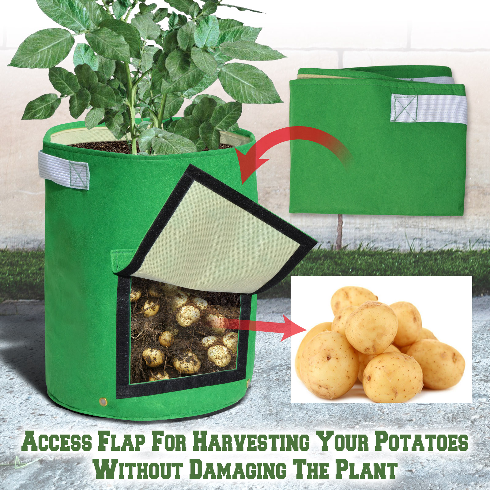 Strong Camel Garden Potato Grow Bag Planter Bag Felt Fabric for Vegetables Container Tub w Access Flap 1 PACK
