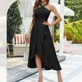 thumbnail image 4 of Summer Dresses For Women 2025 Plus Size Casual A-Line Flowy Sleeveless Halter Ruffle Hem Party Wedding Guest Beach Vacation Dresses Black L, 4 of 8