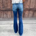 thumbnail image 2 of Womens Pocket Solid Jeans Denim Pants Female Hole Bottom Casual Pants, 2 of 6