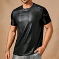 thumbnail image 2 of ZQUUVOU Men's T-Shirt Sequin Solid Color Crew Neck Short Sleeved Top (Black,2XL), 2 of 5