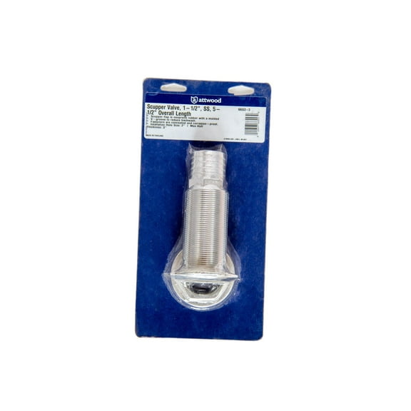 Attwood Thru-Transom Scupper, 1-1/2", Stainless Steel
