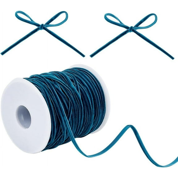 50 Yards Thin Velvet Ribbon 0.13 Inch Teal Ribbon Single Face Velvet Ribbon Trim Christmas Ribbon Spool Fabric Trim for Gift Wrapping Velvet Bows Making DIY Crafts Wedding Home Decor