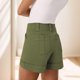 thumbnail image 5 of Pantalones cortos elásticos de sarga de cintura alta para mujer - Pantalones cortos vaqueros chinos informales con cintura elástica - Poliéster, deportes de verano y actividades al aire libre, 5 of 8