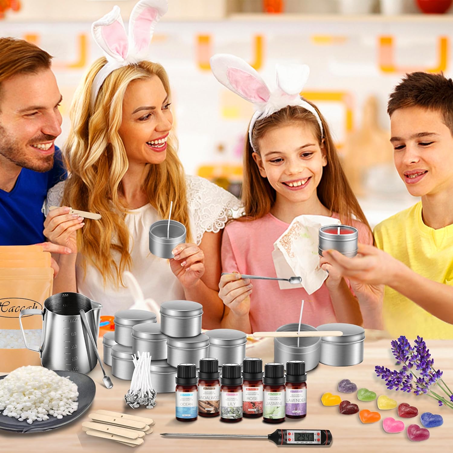 Complete Candle Making Kit,Candle Making Supplies,DIY Arts and Crafts Kits for Adults,Beginners,Kids Including Wax, Wicks, 6 Kinds of Scents,Dyes,Melting Pot,Candle tins