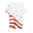thumbnail image 4 of Black*Friday Discounted Items under $5 GaThRRgYP Womens Tops Dressy Blouse,Ladies' Independence Day Printed Button Up Three Quarter Sleeve 3/4 Sleeve V-neck Top/shirt White S, 4 of 5