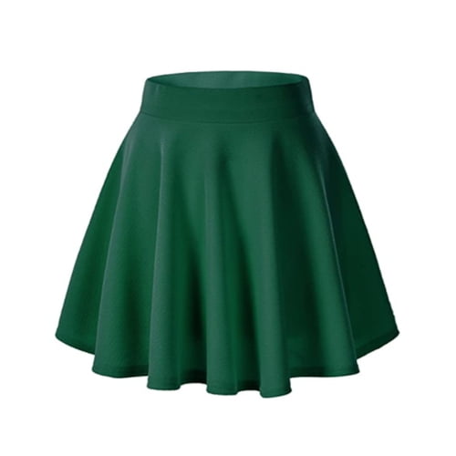 Skymirror Women Basic Skater Skirt High Waist Solid Color A-Line Mini Skirt Solid Color Casual Short Skirt Streetwear