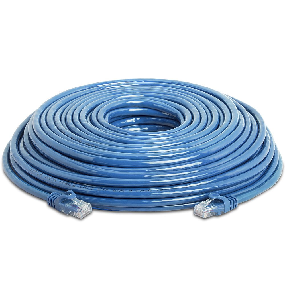 Cmple - Cat 6 Ethernet Cable 100 ft, Cat6 Patch Cables 10Gbps Network Lan Cord, 550MHz, RJ45 Connectors, Compatible with Gaming Computer, Laptop, Modem, Router, Gaming Console - Blue