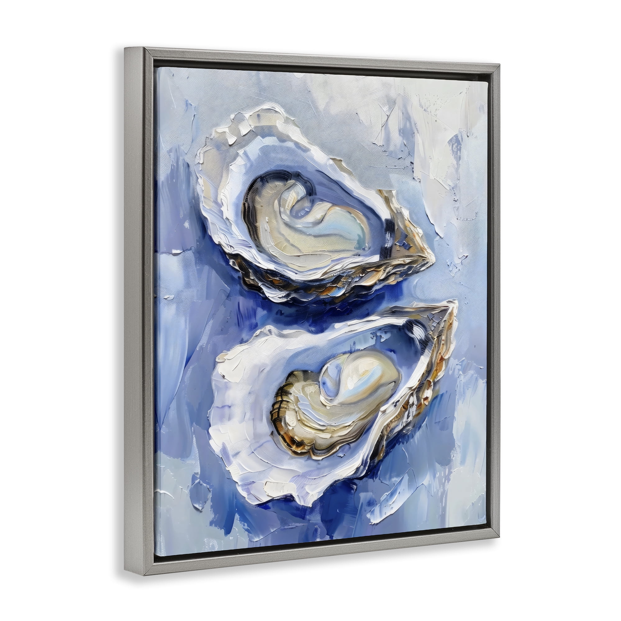 Stupell Industries Oysters On The Half Shell Gray Framed Floater Canvas Wall Art, design by Creative Studio