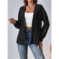 thumbnail image 6 of Women Jackets Solid Color Long Sleeve Open Front Regular Jacket Black XL, 6 of 7