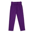 thumbnail image 2 of Lroveb Dress Pants for Women, High Waisted Straight Leg Spring Summer Solid Printed Casual Wide Cotton Linen Explosion Loose Trousers Female Purple, 2 of 9