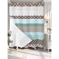 thumbnail image 4 of Boho Geometric No Hook Shower Curtain Waterproof, Bathroom Curtains with Snap in Liners and See Through Top Window, Turquoise Green Brown Tribal Stripes Hotel Style Bathtub Curtains Shower 72"Wx78"L, 4 of 8