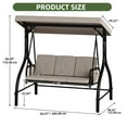 thumbnail image 2 of UFORIC 3 Person Outdoor Patio Swing Chair with Adjustable Canopy, Removable Cushion, Suitable for Garden(Gray), 2 of 9