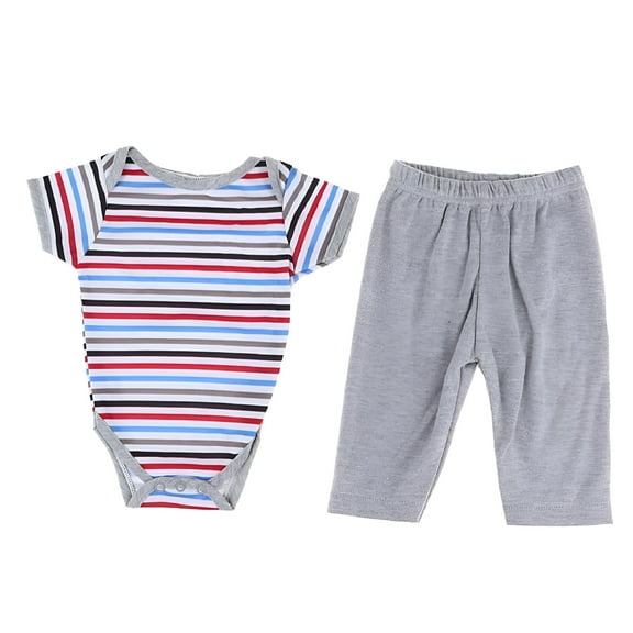BESTSKY 2pcs Sweet Short Sleeve Jumpsuit Pants Suit Casual Outfits for 20inch Reborn Doll Decoration