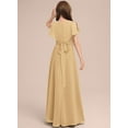 thumbnail image 5 of Drtj 2-14T Kids Junior Bridesmaid Flower Girl Elegant Formal A-line V-Neck Floor-Length Chiffon Dresses, 5 of 6