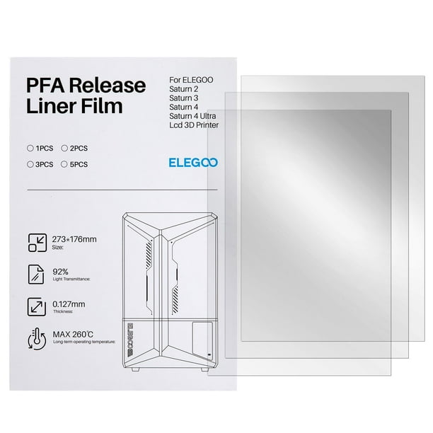 Lámina PFA Release Liner ELEGOO Saturn 4 Ultra, 3 unidades, 27 x 18 cm