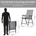 thumbnail image 4 of CoSoTower Set of 2 Patio Folding Chairs, Stackable Outdoor Sling Patio Dining Chairs with Armrests for Lawn, Camping, Dining, Beach, Metal Frame, No Assembly, Gray, 4 of 9