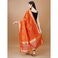 thumbnail image 2 of AlchemicLiving Women's Orange Woven Banarasi Heavy Kashmiri Silk Zari Dupatta with Thread Work Floral Chunni/Scarf for Girls Size: 1M x 2.5M, 2 of 2