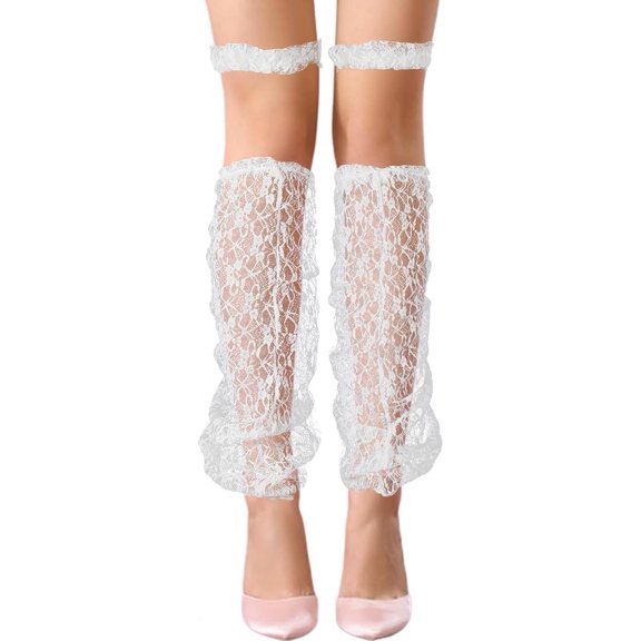 1pair Polycotton Leg Sleeves Leg Warmers Japanese Lolita Jk Lace Socks White 673x228x2mm