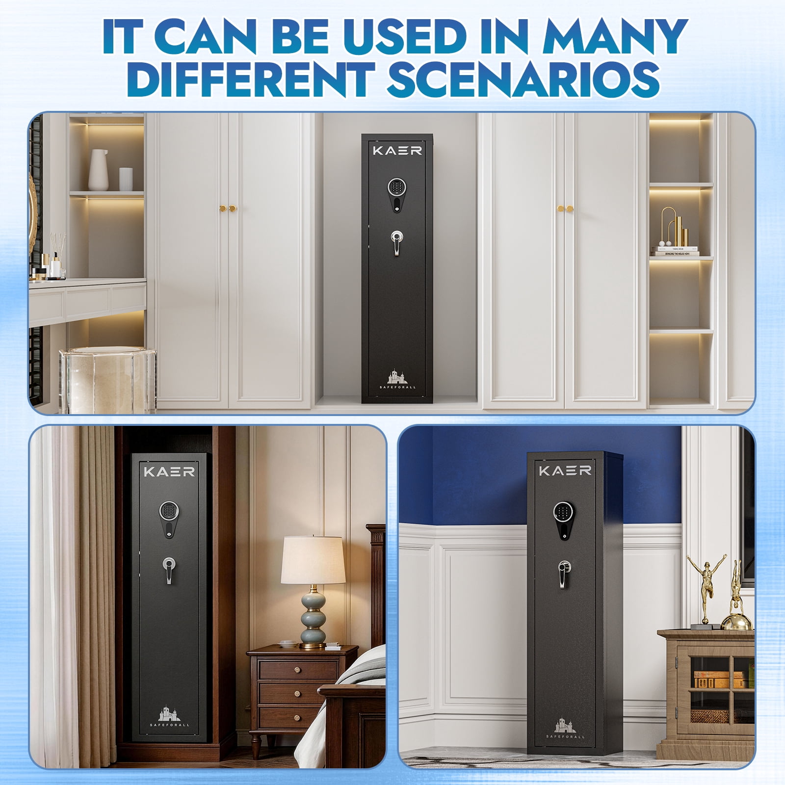 KAER 5-7 Gun Safe, Quick Access Gun Cabinet with Removable Shelf, Unassembled Rifle Safe for Rifle and Pistol