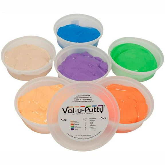 Fabrication B2176915 Val-U-Putty Exercise Putty - 6 oz - Assorted - Set of 6