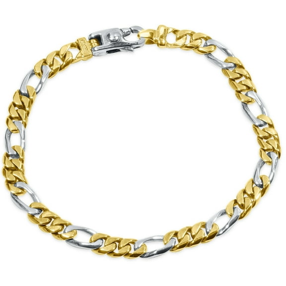 Pompeii Men's Classic Figaro Link 14k Gold (28gram) or Platinum (45gram) 6.5mm Bracelet