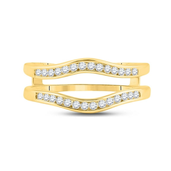 14K Yellow Gold Womens Round Diamond Channel Set Wrap Ring Guard Enhancer 1/4 Cttw, Womens Size: 5-10