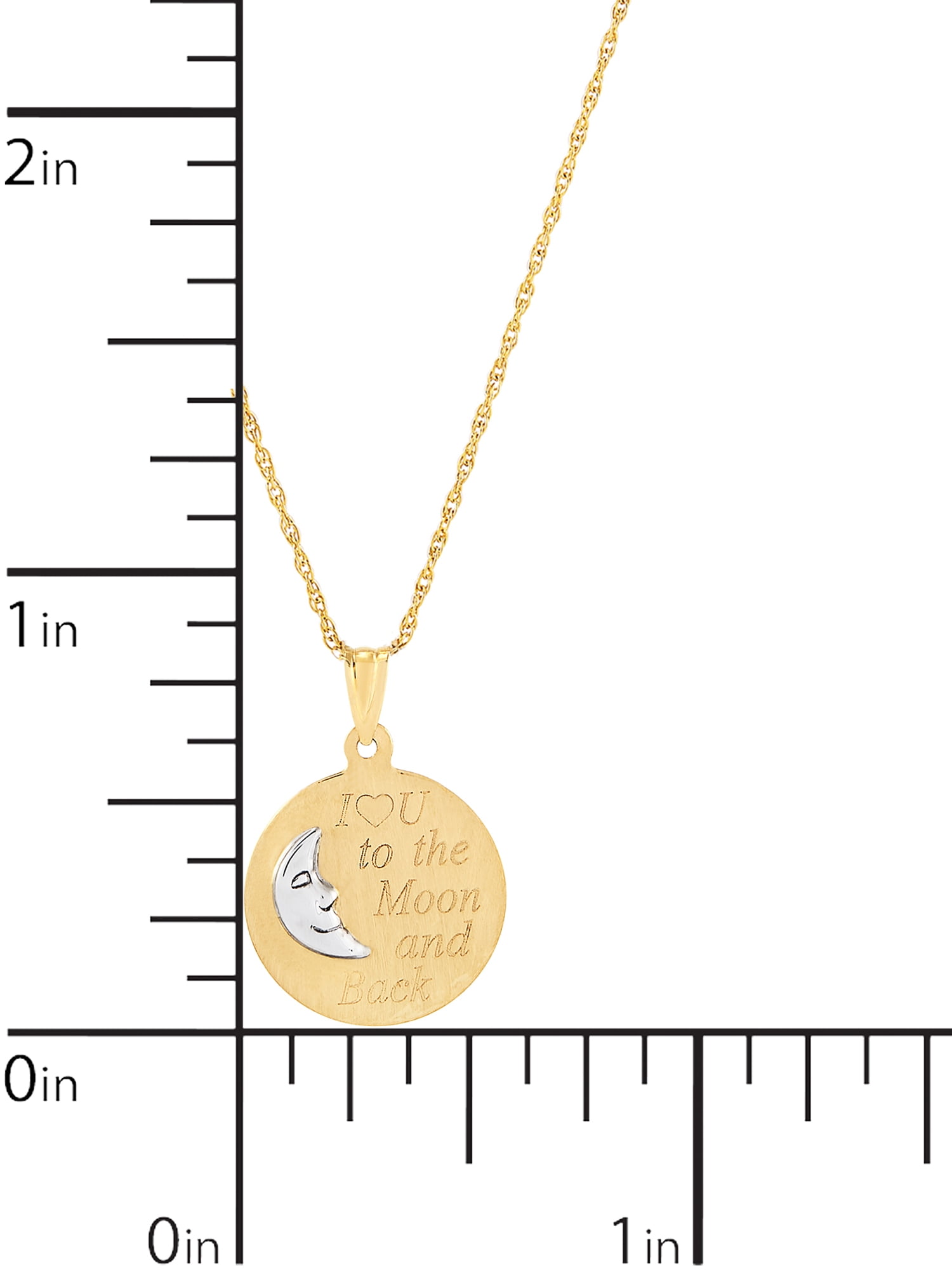 Brilliance Fine Jewelry 10K Gold Round Moon Disk with "I Love You To The Moon and Back" Pendant on 18" Gold Filled Chain  (图4)