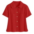 thumbnail image 4 of Yievot Button Down Shirts for Women Loose Casual Collared Shirt Short Sleeve Summer Tops with Pockets, 4 of 7