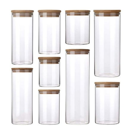 FELTECHELECTR 1Pcs Sealed Glass Container with Bamboo Lid for Tea and Coffee 950ml