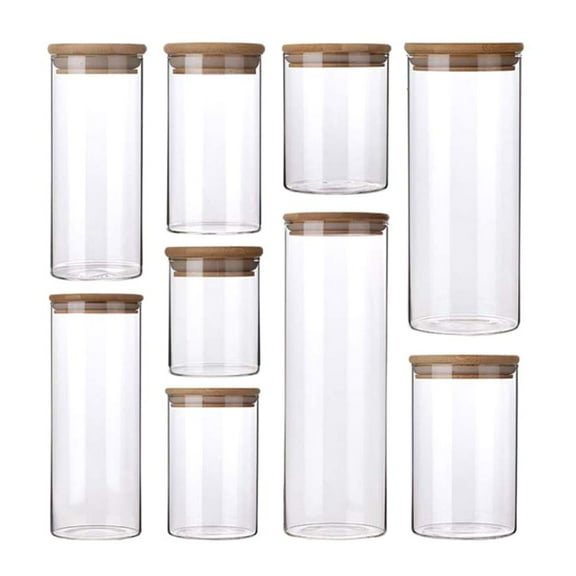 FELTECHELECTR 1Pcs Sealed Glass Container with Bamboo Lid for Tea and Coffee 950ml