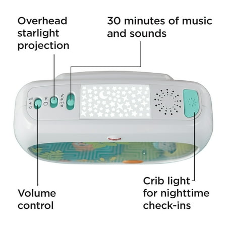 Fisher-Price Settle & Sleep Projection Soother Baby Sound Machine with Music, Multicolor