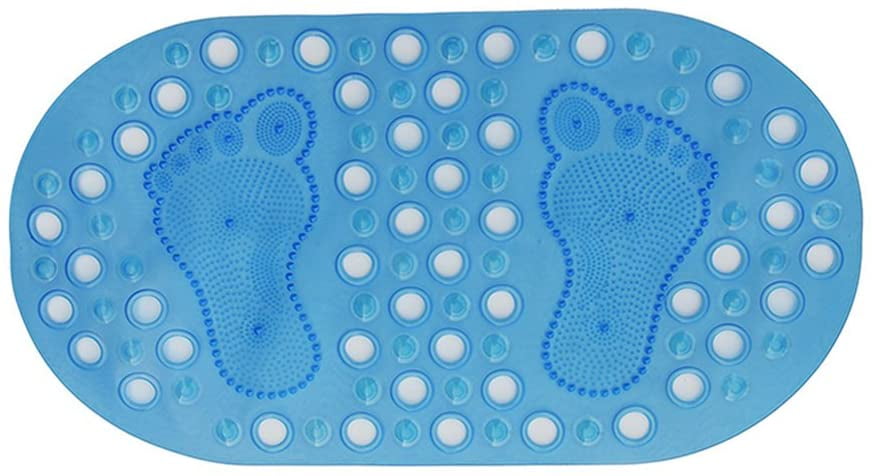 27x14 Non-Slip Bathtub Mats PVC Tub Mat Mildew Resistant Anti-Bacterial Shower Mat for Bathroom Feet Massage, Machine Washable Bath Mat with Suctions (Blue)