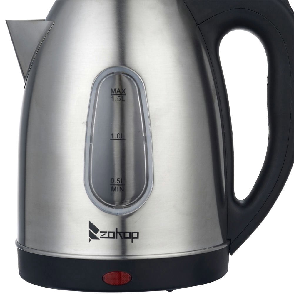 Resenkos1.5L Stainless Steel Electric Kettle With Water Window, Homes & Offices, Fast Heating & Durable Quality And Easy to Use, Black And Sliver