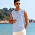 thumbnail image 4 of HAOMEILI Men's Cotton Linen Tank Top Shirts Casual Sleeveless Lace Up Beach Hippie Tops Bohemian Renaissance Pirate Tunic, 4 of 7