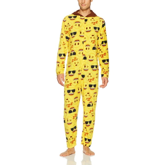 Briefly Stated Men's Emoji Hooded Union Suit, Poop