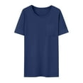 thumbnail image 2 of Jalioing Women's Crew Neck Basic T Shirt with Pocket Short Sleeve Solid Color Casual Summer Tops Shirts, 2 of 4