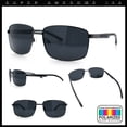thumbnail image 2 of Polarized Mens Rectangular Metal Rim Gentlemanly Wrap Curved Sunglasses [Gunmetal - Black], 2 of 7