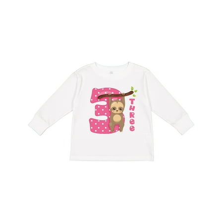

Inktastic Pink Sloth 3rd Birthday Gift Toddler Toddler Girl Long Sleeve T-Shirt