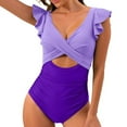 thumbnail image 2 of ZRBYWB Women's Swimsuit Women Ruffle Cutout Bathing Suits V Neck Wrap Swimwear Vintage, 2 of 6