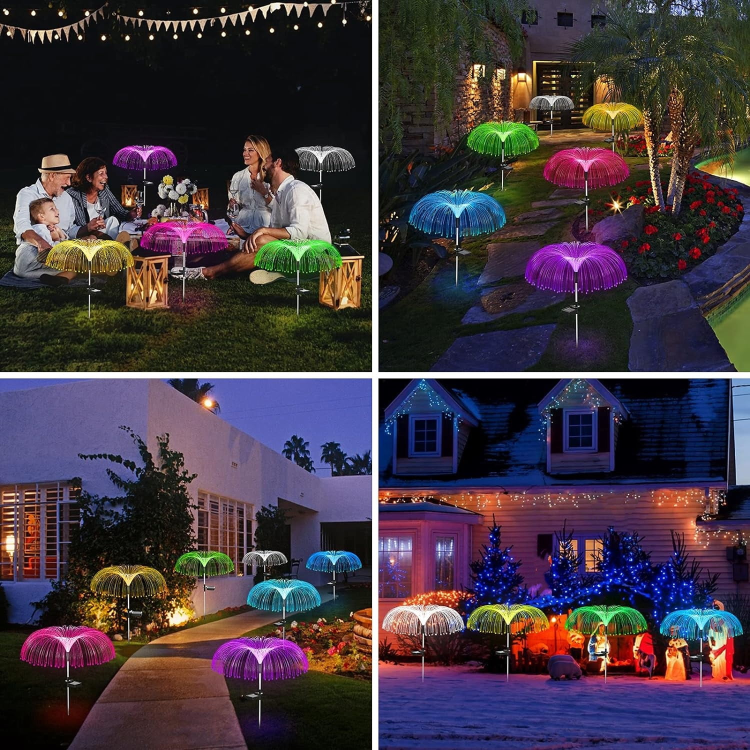 Solar Garden Lights Outdoor Decorations Waterproof, Jellyfish Solar Lights 7 Color Changing Decorative, Solar Stake Light for Garden/Lawn/Patio/Yard/Walkway/ Wedding Decor, 2 PCS