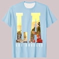thumbnail image 3 of ibuvkizy Men Graphic T-Shirts Short Sleeve Crew Neck Casual Letter Print Sports Fitness Summer Beach Hawaiian Vintage Shirts Light Blue,M, 3 of 5
