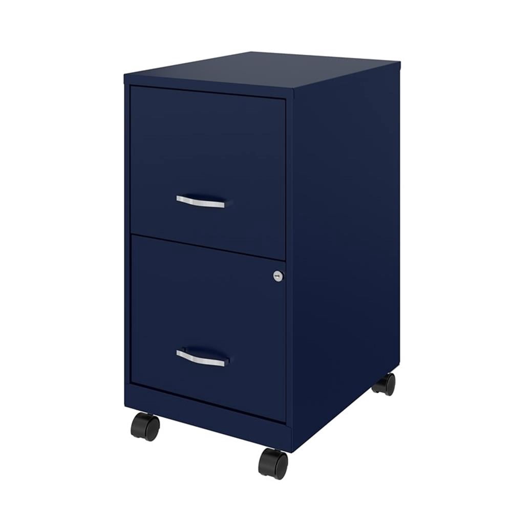 UrbanPro 18" 2-Drawer Metal Mobile Smart Vertical Filing Cabinet in Navy