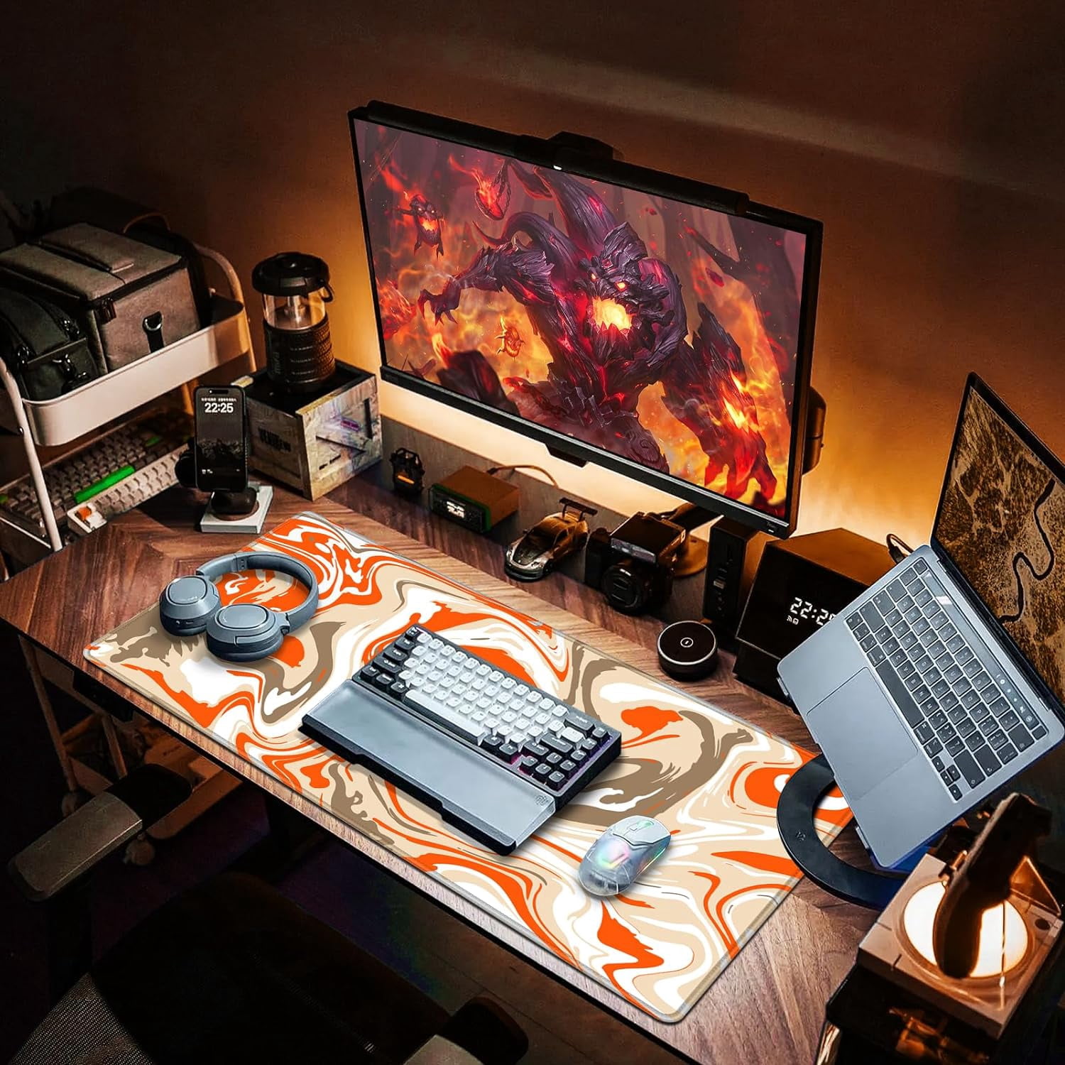 Gaming Mouse Pad, Fluid Pattern Mouse Pad 31.5x11.8inch Large Extended Computer Mouse Mat Keyboard Full Desk Mousepad for Gaming, Office, Home